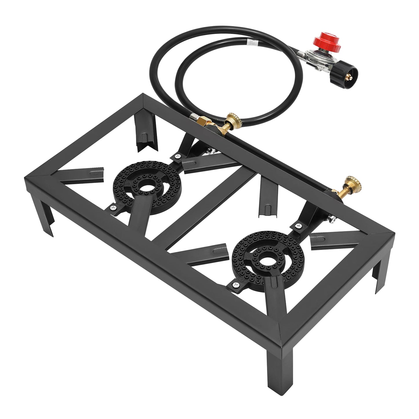 Portable 1/2 Burner Outdoor Gas Stove Propane Cooker with Adjustable 0-10Psi Regulator Hose for Patio Camping, BBQ