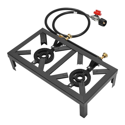 Portable 1/2 Burner Outdoor Gas Stove Propane Cooker with Adjustable 0-10Psi Regulator Hose for Patio Camping, BBQ