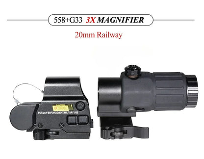 558 G33 Combo Hunting Holographic Sight Red Green Dot Reflex Tactical G43 G45 3X 5X Magnifier Sight Folding Side Flip Riflescope