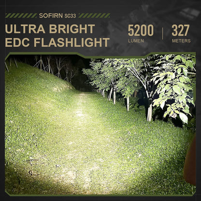 Sofirn SC33 LED Tactical Flashlight XHP70.3 HI  5200lm Powerful 21700 Type C Rechargeable