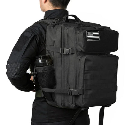 45L tactical backpack for outdoor sports hiking climbing travel with bottle holder