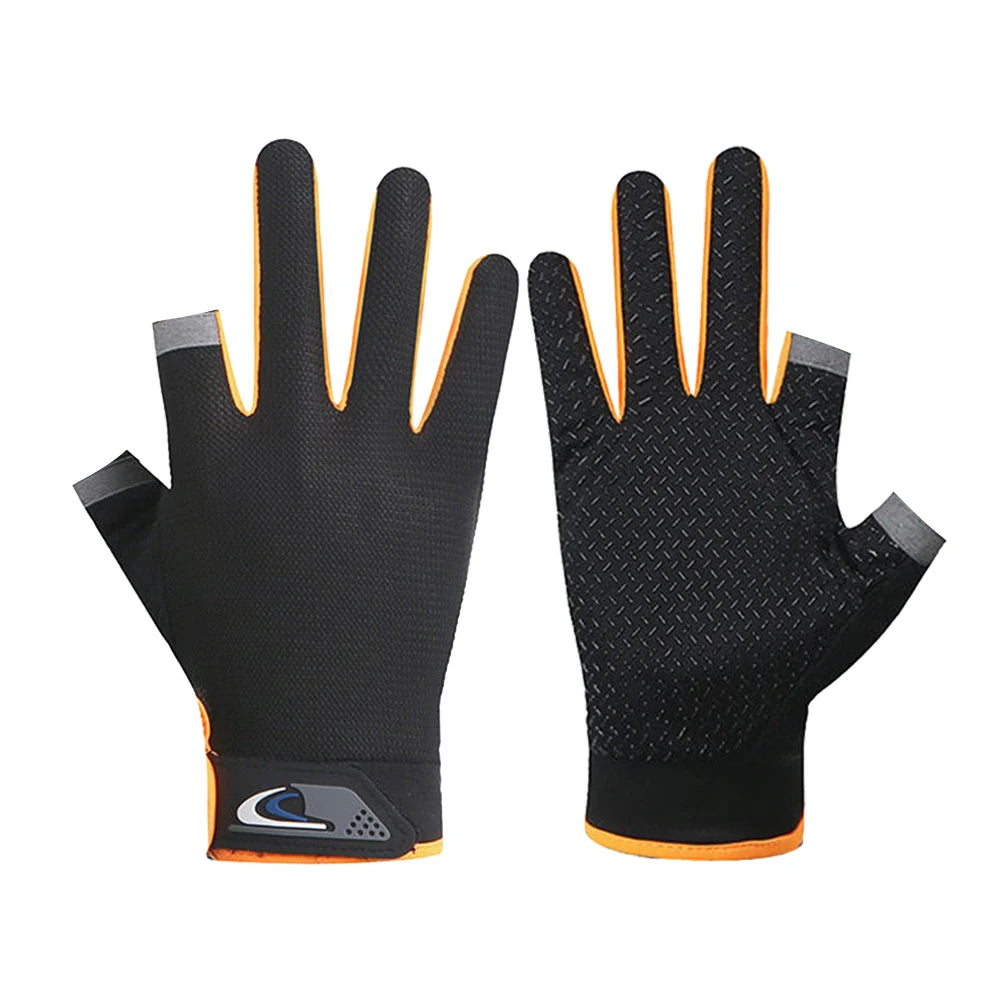 1 Pair Protective Fishing Gloves 2 Cut Fingers Fingerless Glove Men Women Anti-slip Fishing Wear Pesca Fitness Cycling Glove