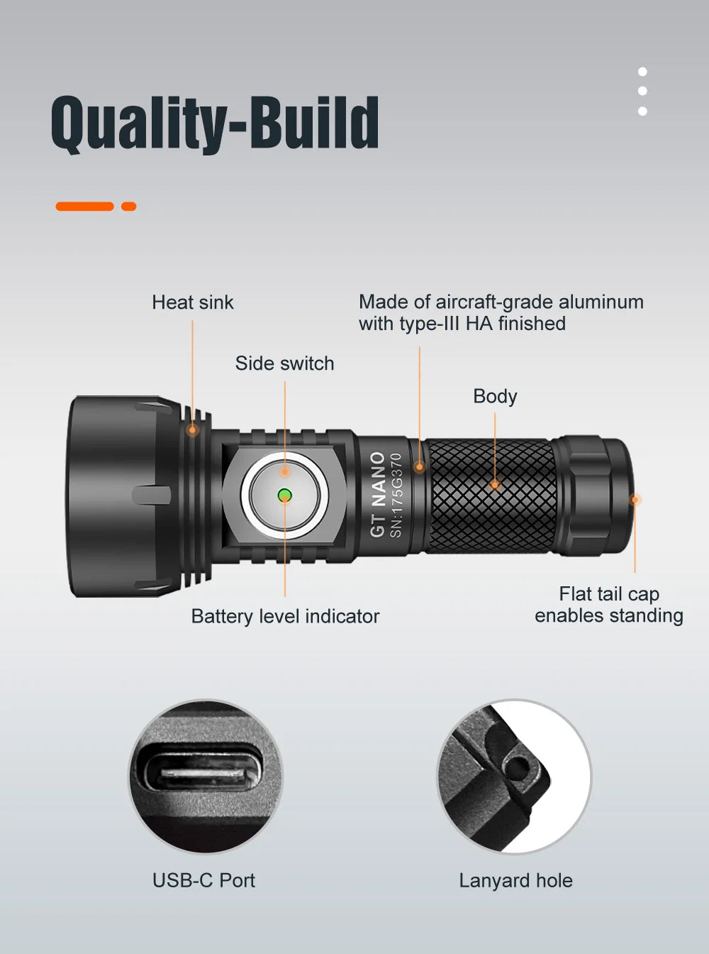 Professional Outdoor Flashlight   450 meters USB TYPE