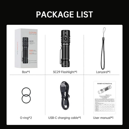 Sofirn SC29 3000 Lumens EDC Flashlight Rechargeable