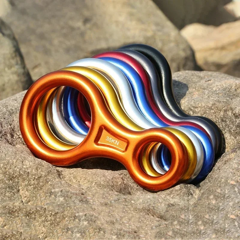1Pcs Rock Climbing Carabine 8 Shape Rigging Descender Aluminum Figure Belay Device Abseiling 35kN Eight Ring Downhill Equipment