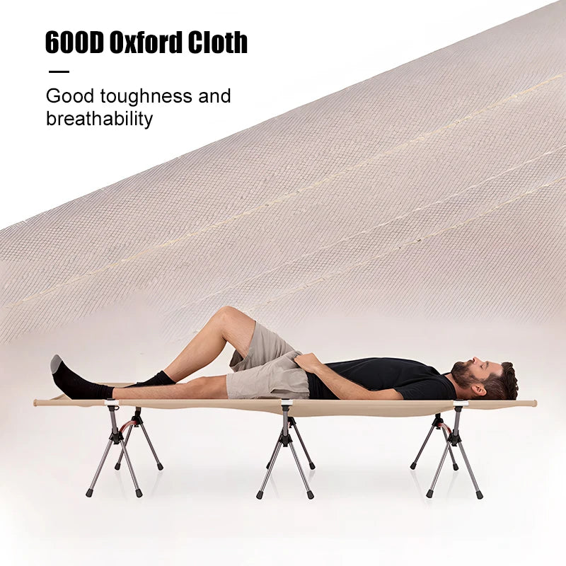 WESTTUNE Camping Cot with Leg Extenders Portable Folding Bed Ultralight Aluminum Alloy
