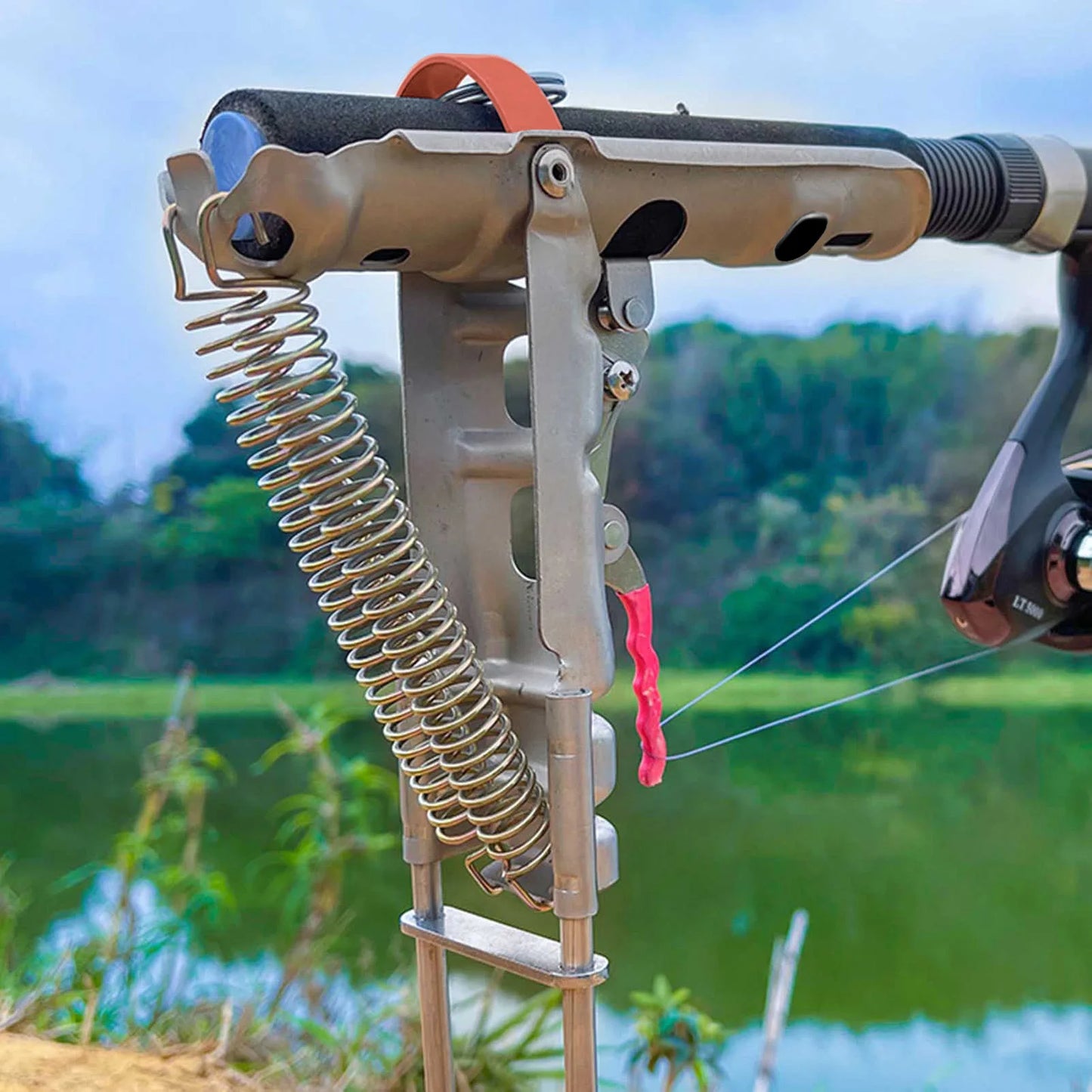 1-5pcs Automatic Fishing Rod bracket holders Stainless Steel pole stand Support double spring