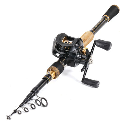 Sougayilang Baitcasting Fishing Rod and Reel Set 1.6m-2.1m Telescopic Fishing Rod Reel Combo Full Kit
