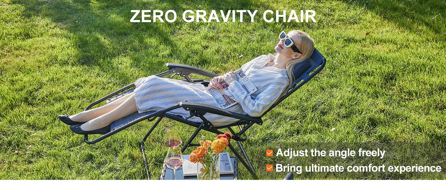 JHK Zero Gravity Portable Recliner  Chair with Cup Holder Trays Adjustable