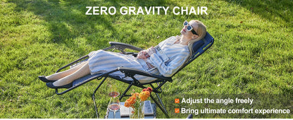 JHK Zero Gravity Portable Recliner  Chair with Cup Holder Trays Adjustable