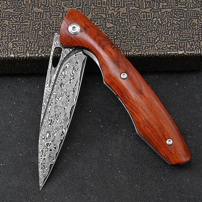 SDOKEDC VG10 Damascus Steel Folding Knives  Rosewood Handle