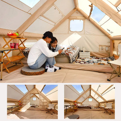 Camping Inflatable Tent for Family, PVC Skylight Air Tube, Camp Base Tents, 12 Square Meters, Large Space, 6-8 Person
