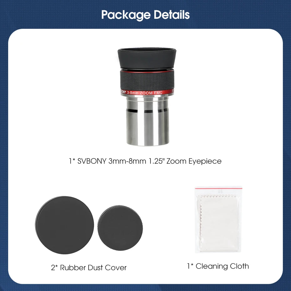 Svbony SV215 Zoom Eyepiece,1.25 Inch 3-8mm,with Parfocal Design,Telescope Accessory