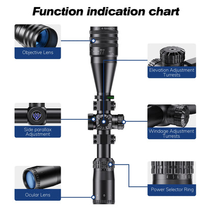 Tactical 4-16x44 AOE Riflescope Hunting Scopes Tactical  Red Green Illuminated Sight Sniper