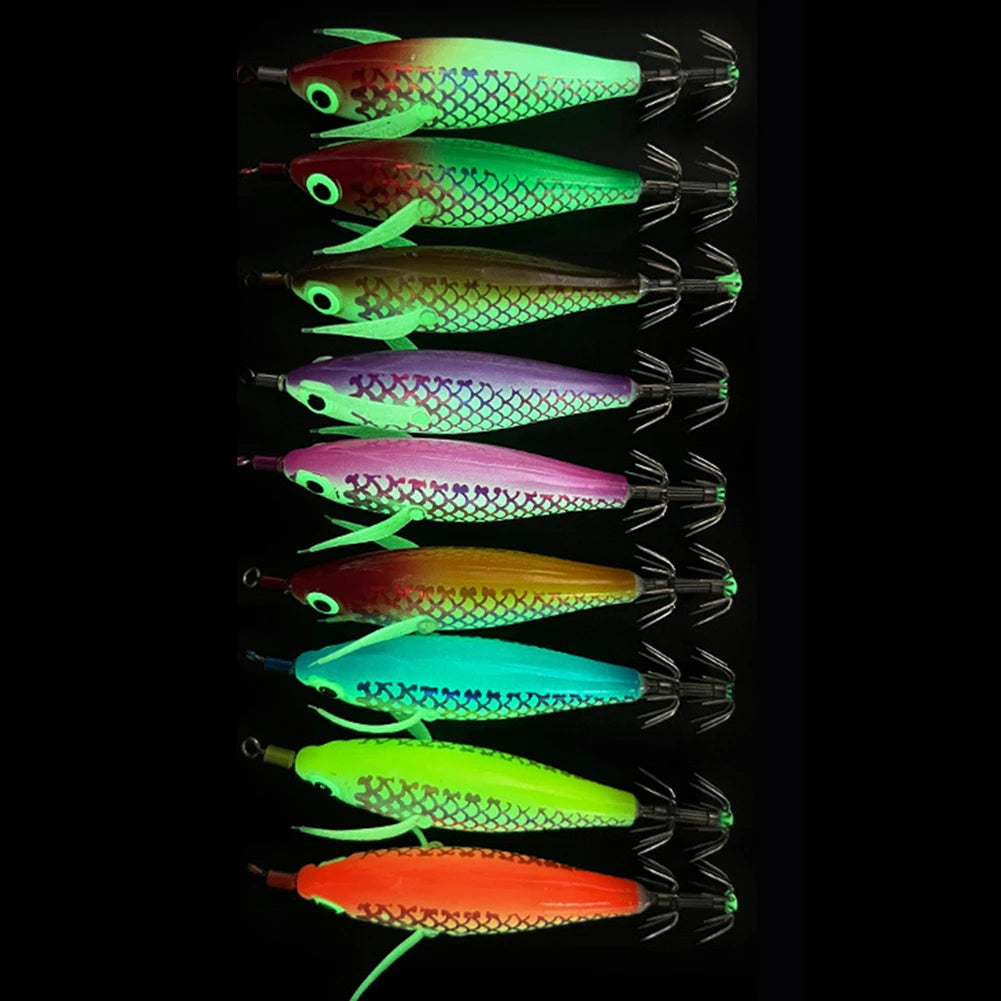 Luminous Squid Hook Squid Fishing Lure with 3D Eyes
