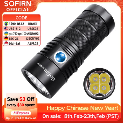 Sofirn SP36 Pro 8000lm Powerful LED Flashlight  4*SST40 USB C Rechargeable 18650 Torch