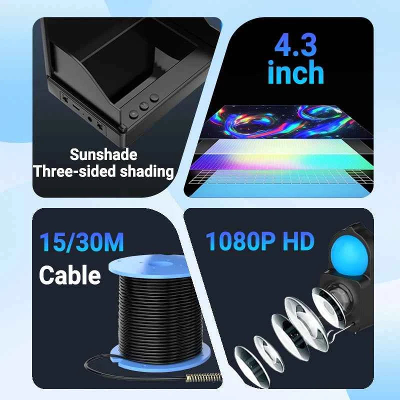 Fish Finder IP68 Waterproof Underwater Fishing Camera With Monitor Portable With Night Vision