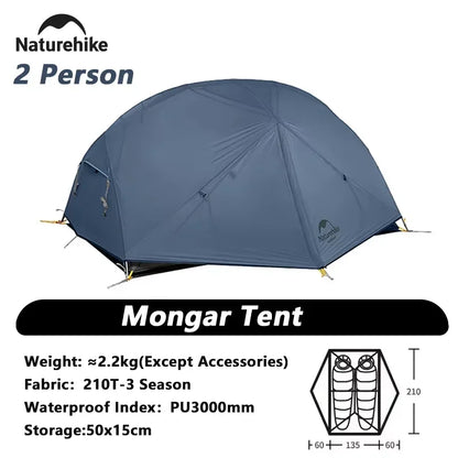 Naturehike Mongar Ultralight Tent 2 Person Waterproof PU3000mm Camping Tent Double Layer