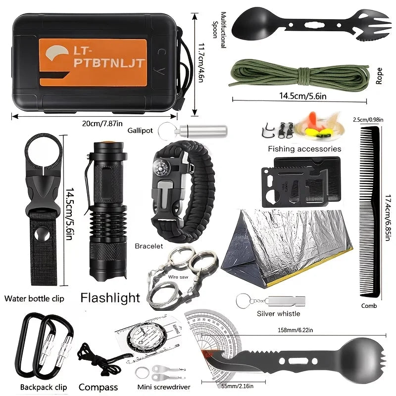 Men's Ultimate Survival Kit - 12-115 Piece Emergency Gear for Outdoor Adventure