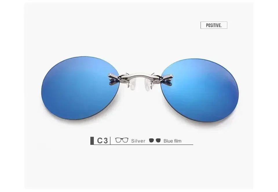 1-2PCS Clip On Nose Glasses Round Rimless Matrix Morpheus Sunglasses