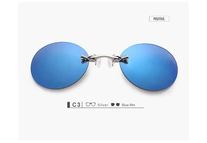 1-2PCS Clip On Nose Glasses Round Rimless Matrix Morpheus Sunglasses