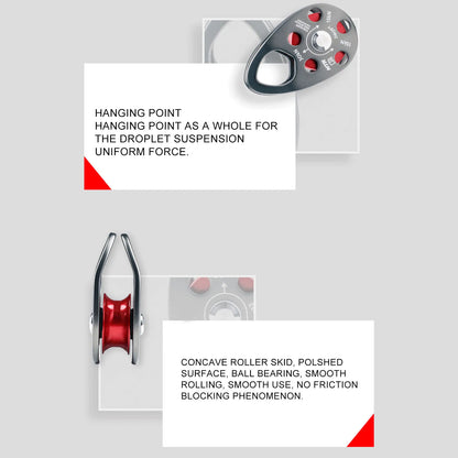 Portable Climbing Pulley Aluminum Alloy Single Fixed Swing Pulley 20KN Large Load Bearing Ascender For Rock Climbing