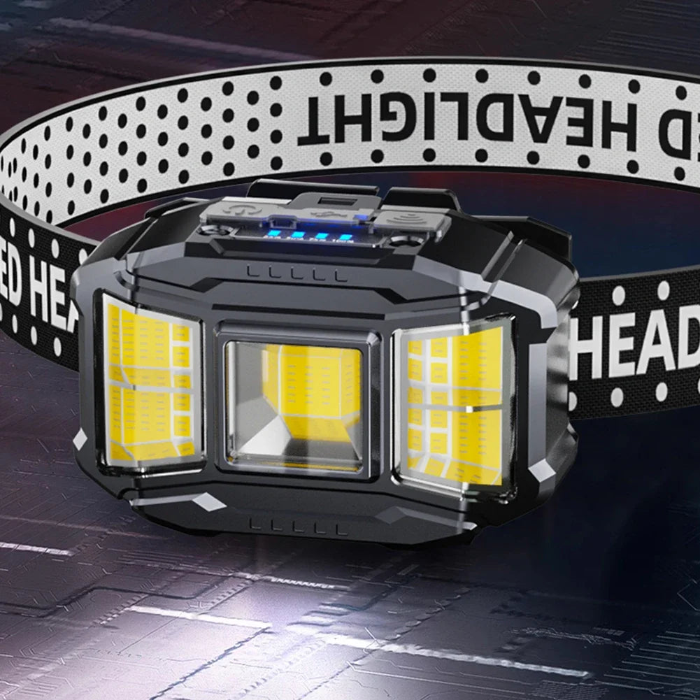 COB LED Outdoor Head Lamp USB Charging Head Mounted Flashlight