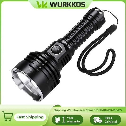 Wurkkos TS30S Pro 21700 Rechargeable Tactical Flashlight  LED USB-C 6000Lm Torch MAX 1086M Stainless Bezel Anduril 2 Power Bank