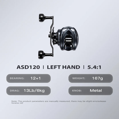 SOLOKING ASHMOON Alloy Baitcasting Reel 12+1BB 6KG Power Long Handle