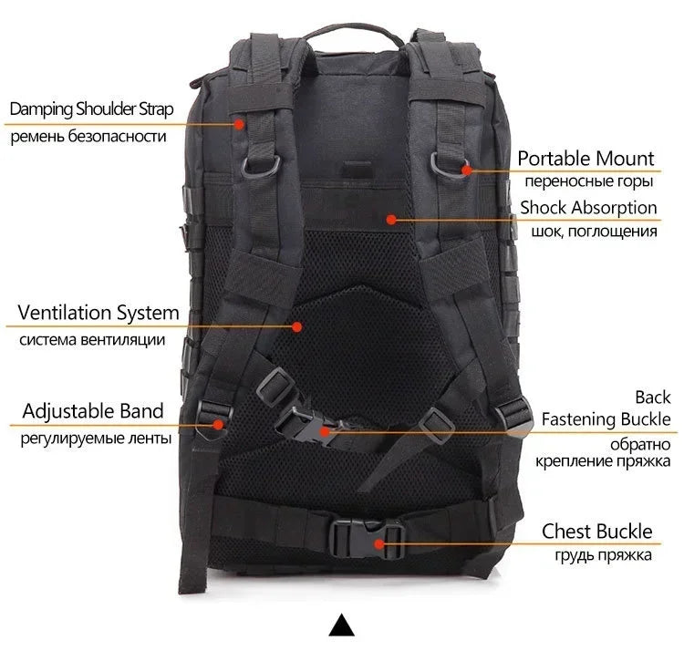 45L Man Hunting Tactical Backpacks Outdoor Traveling Trekking  Bags Outdoor 3P School Pack EDC Molle Pack for Hiking Bag