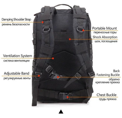 45L Man Hunting Tactical Backpacks Outdoor Traveling Trekking  Bags Outdoor 3P School Pack EDC Molle Pack for Hiking Bag