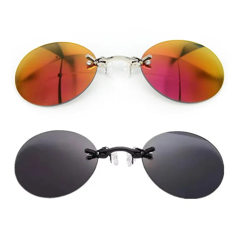 1-2PCS Clip On Nose Glasses Round Rimless Matrix Morpheus Sunglasses