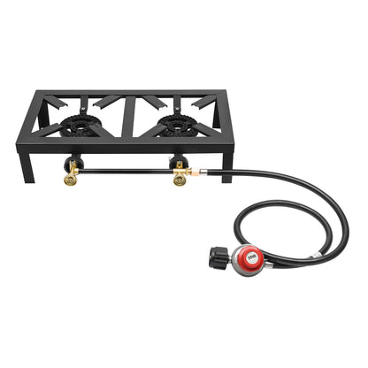 Portable 1/2 Burner Outdoor Gas Stove Propane Cooker with Adjustable 0-10Psi Regulator Hose for Patio Camping, BBQ