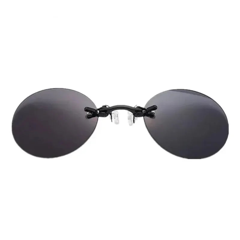 1-2PCS Clip On Nose Glasses Round Rimless Matrix Morpheus Sunglasses