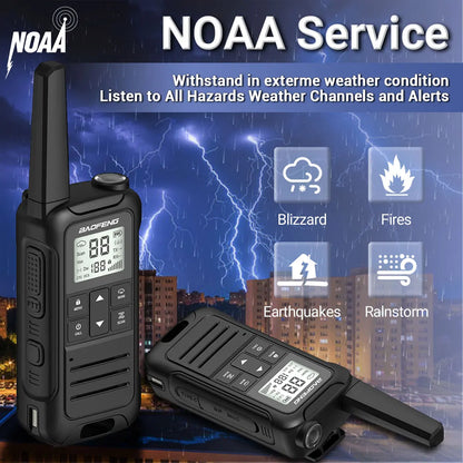 2PCS Baofeng F22 PMR 446MHz Mini Walkie Talkie Waterproof Type-C Licence-free NOAA Flashlight