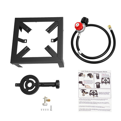Portable 1/2 Burner Outdoor Gas Stove Propane Cooker with Adjustable 0-10Psi Regulator Hose for Patio Camping, BBQ