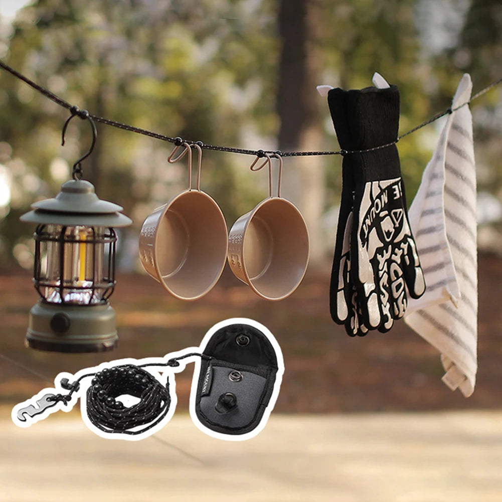 3 M Camping Stretch Clothesline With 12 Clips Hanging Laundry Drying Rope Portable