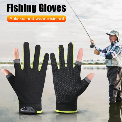 Winter Fishing Gloves 2 Cut Fingers Sport Cycling Mitten Men Women Breathable Anti-slip Antiskid Fishing Wear Outdoor Fishing