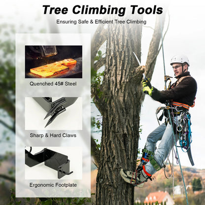Tree Climbing Spikes Kit w/Safety Harness Gloves Double Teeth