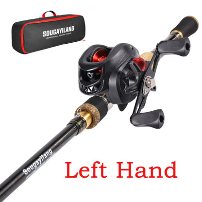 Sougayilang Baitcasting Fishing Rod and Reel Set 1.6m-2.1m Telescopic Fishing Rod Reel Combo Full Kit