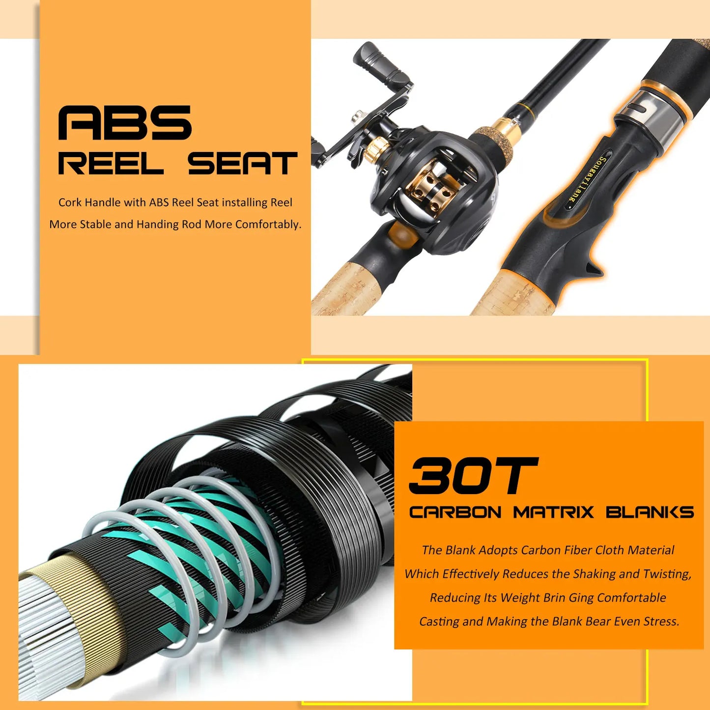 Sougayilang Baitcasting Fishing Rod and Reel Set 1.6m-2.1m Telescopic Fishing Rod Reel Combo Full Kit
