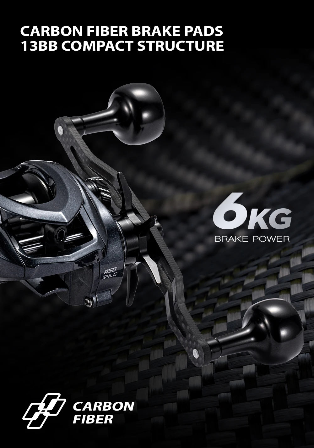 SOLOKING ASHMOON Alloy Baitcasting Reel 12+1BB 6KG Power Long Handle
