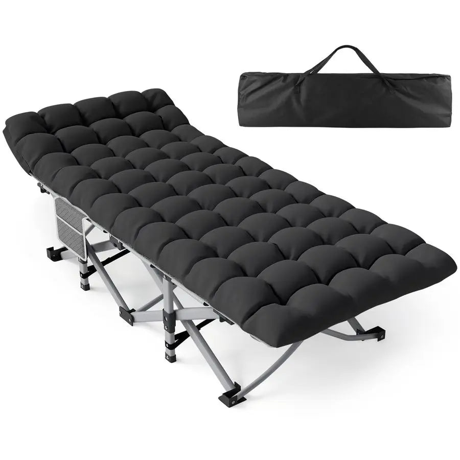 Camping Cot for Adults, HeavyDuty Portable Cot Bed with Mattress, Foldable Padded Sleeping