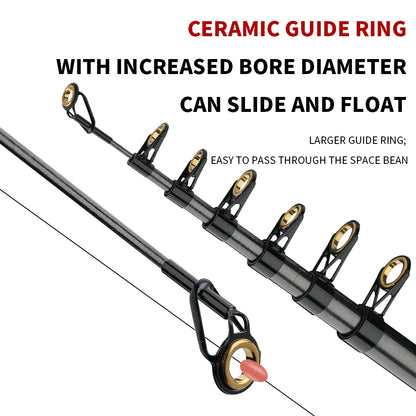 1.5/1.8/2.1/2.4M Fishing Rod Reel Set Ultra Light Carbon Fiber Rod and 5.2:1 Gear Ratio Reel Travel Sea Freshwater Fishing Set
