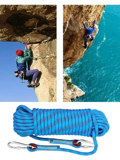 10mm Rock Climbing Rope 10M/20M/30M Outdoor Static Rapelling Rope for Fire Rescue Safety Escape Tree Climbing for Outdoor Sports