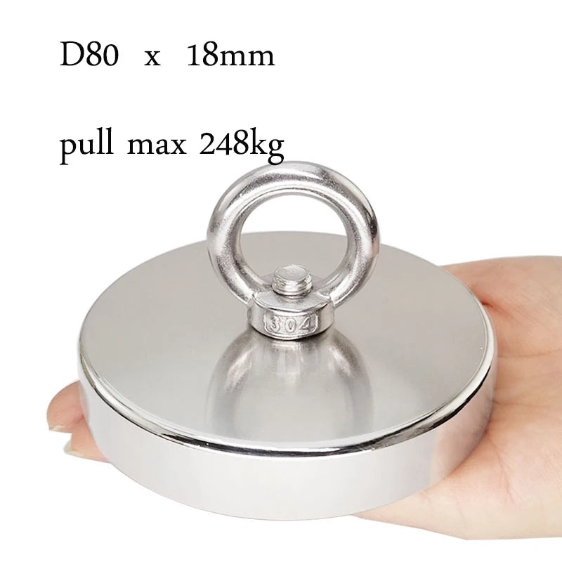 , Powerful Search Magnet with Eyebolt For Salvage Magnetic Fishing