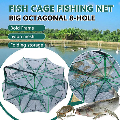 Folding lobster cage 2025  fish shrimp crayfish crab fishing net nylon material