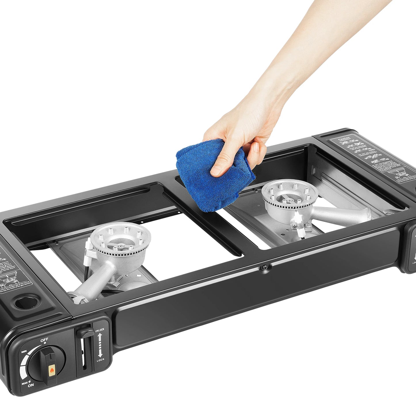 Double Head Barbecue Gas stove with Baking Tray   Outdoor