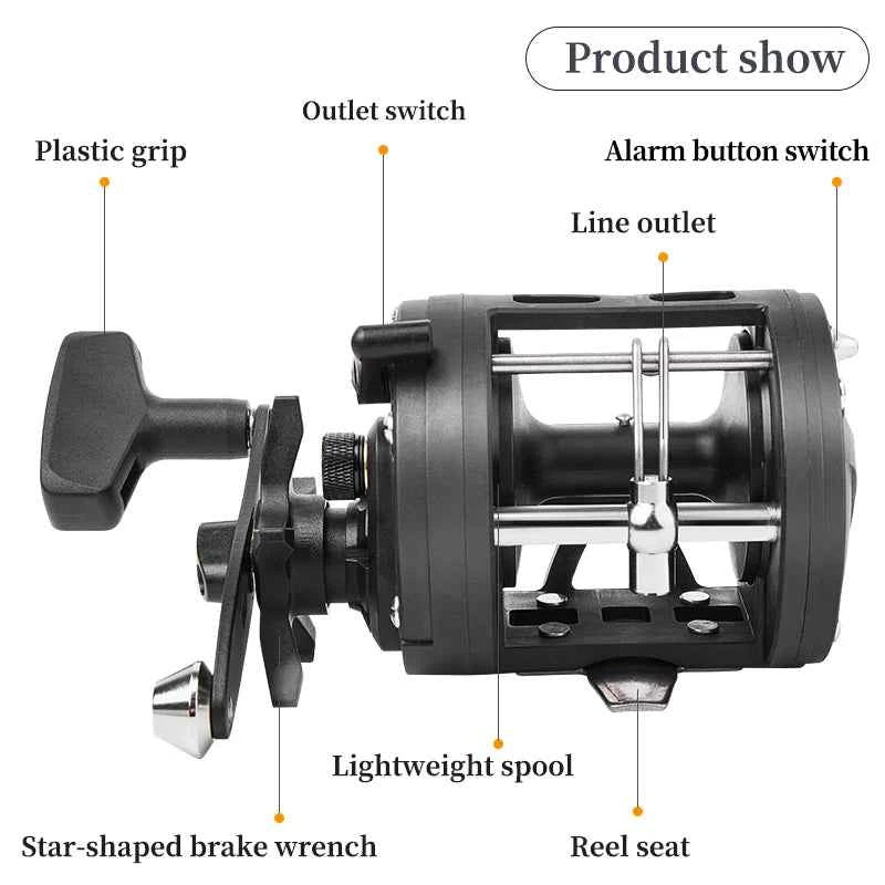 BILLINGS Trolling Drum Fishing Reels 33LB Max Drag 3.8:1 Gear Ratio High Toughness Body