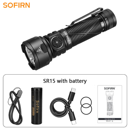 Sofirn SR15 4500LM Flashlight SFT25R Powerful LED Light 21700 USB C Rechargeable